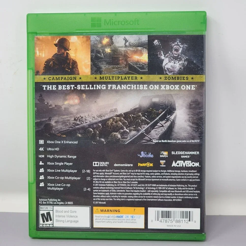 Call Of‎ Duty WWII Xbox One Game 4K Ultra HD HDR Sledgehammer Games Activision