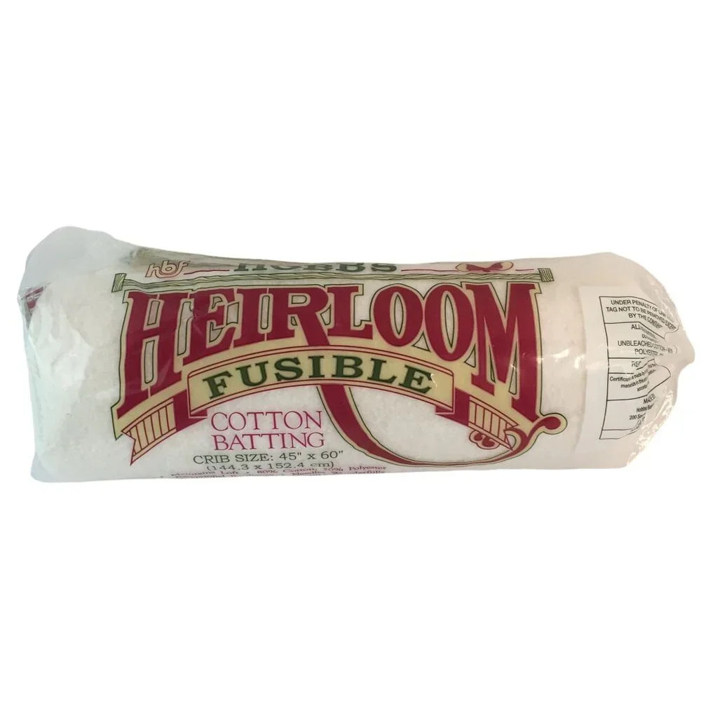 Hobbs‎ Heirloom Fusible Cottom Batting Crib Sz 45x60