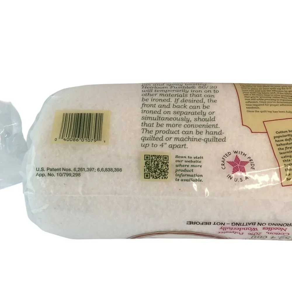 Hobbs‎ Heirloom Fusible Cottom Batting Crib Sz 45x60