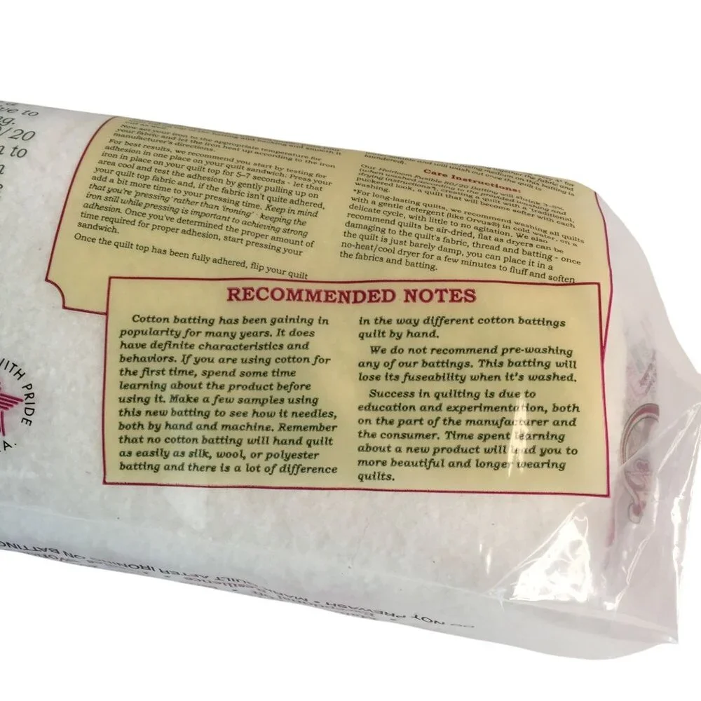 Hobbs‎ Heirloom Fusible Cottom Batting Crib Sz 45x60