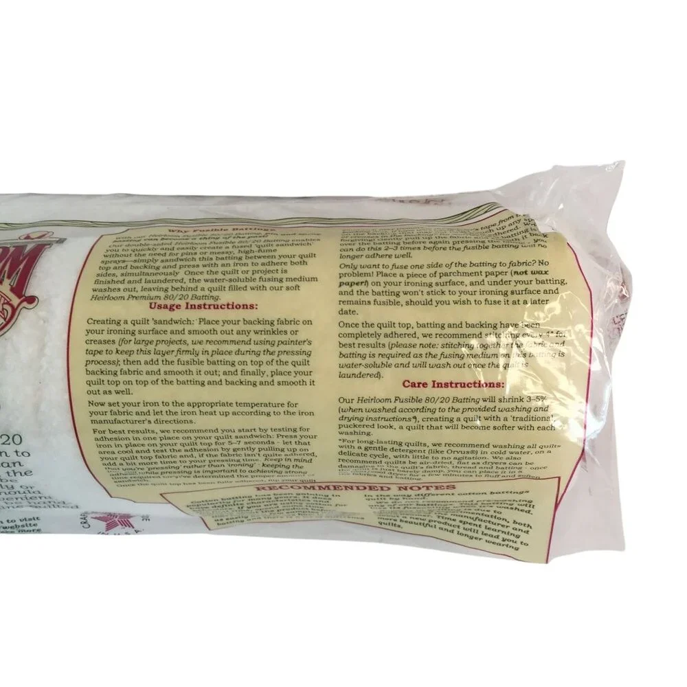Hobbs‎ Heirloom Fusible Cottom Batting Crib Sz 45x60