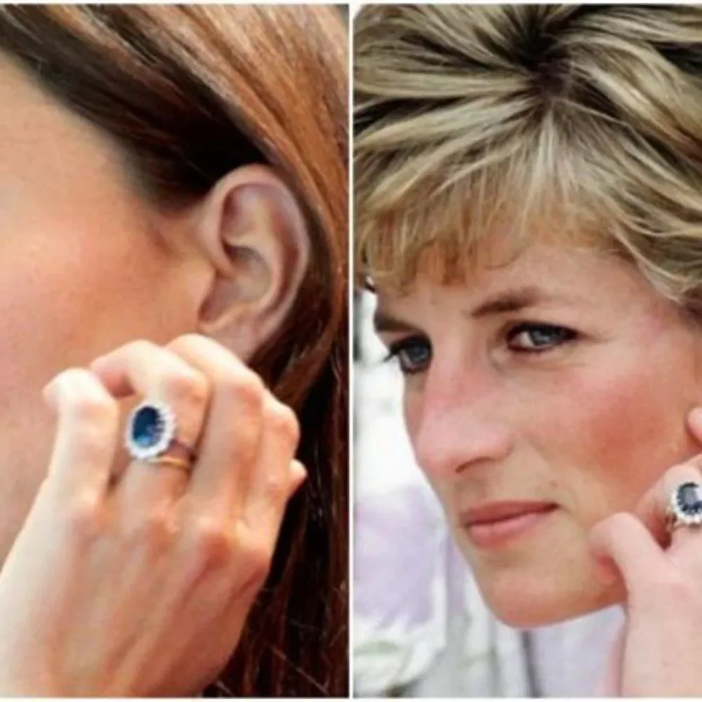 🔅🆕🔅✨S925 Princess Di Kate Middleton Inspired Halo Blue Sapphire Ring✨