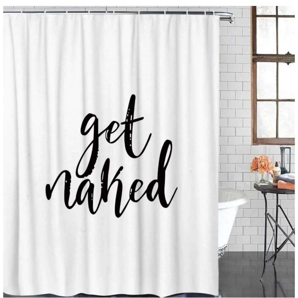 🎀 Get Naked WHITE Novelty Shower Curtain  🎀 NEW