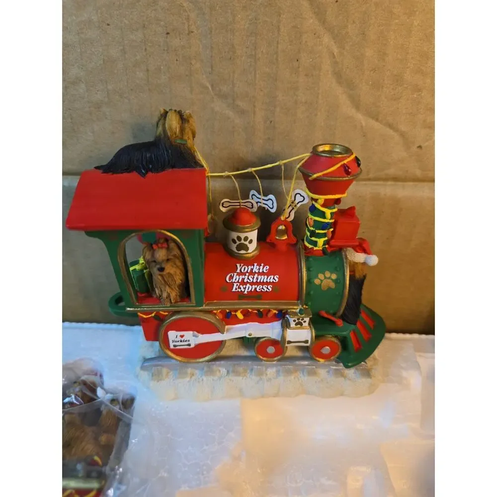 I Love Yorkies Christmas Express Holiday Train by Danbury Mint 6 pcs *READ*