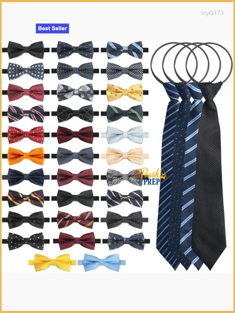 36-Piece Adjustable Pre-Tied Bow Tie Set for Men, Polyester Silk, Formal &