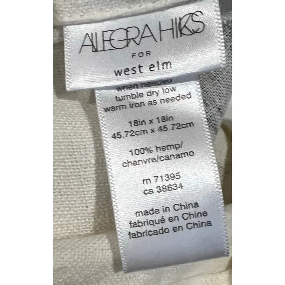 Allegra Hicks West Elm Hemp Pillow Covers Set of 2 17x17” Beige Neutrals Boho