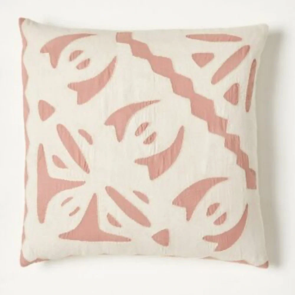 NWT West Elm Barcela Reverse Applique Pillow Cover 20 x 20 Blush and Cream