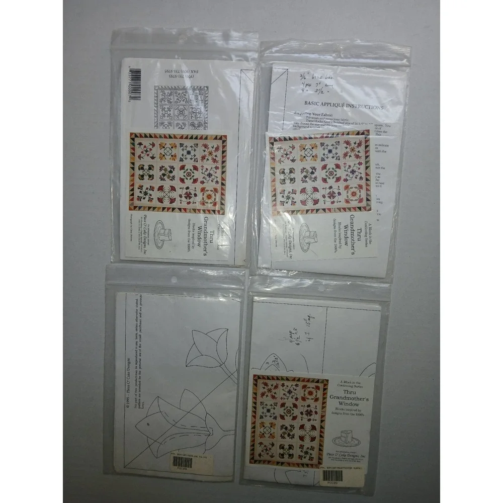Lot Of 4 THRU GRANDMOTHER'S WINDOW Patterns from Piece O' Cake Designs‎