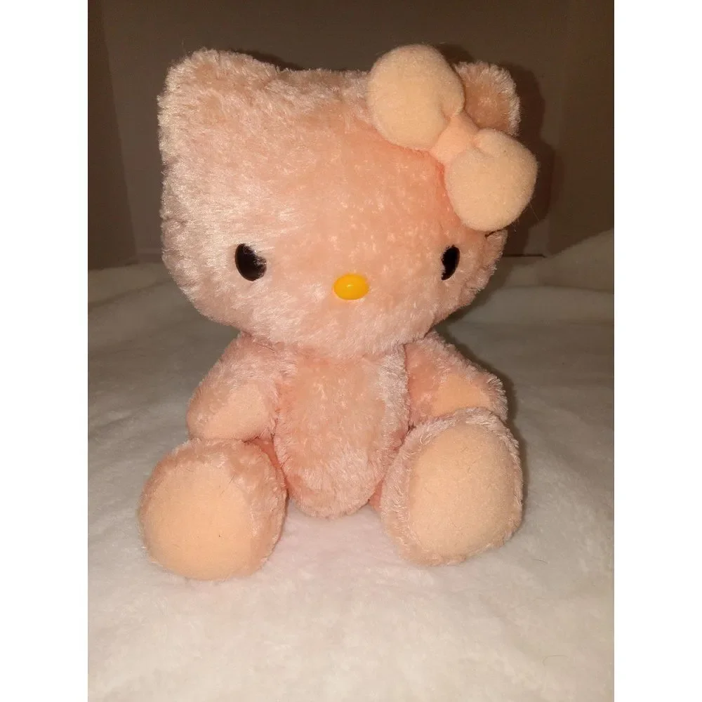 Rare 2004 Sanrio‎ Hello Kitty Plush Peach Poseable 10 Inch