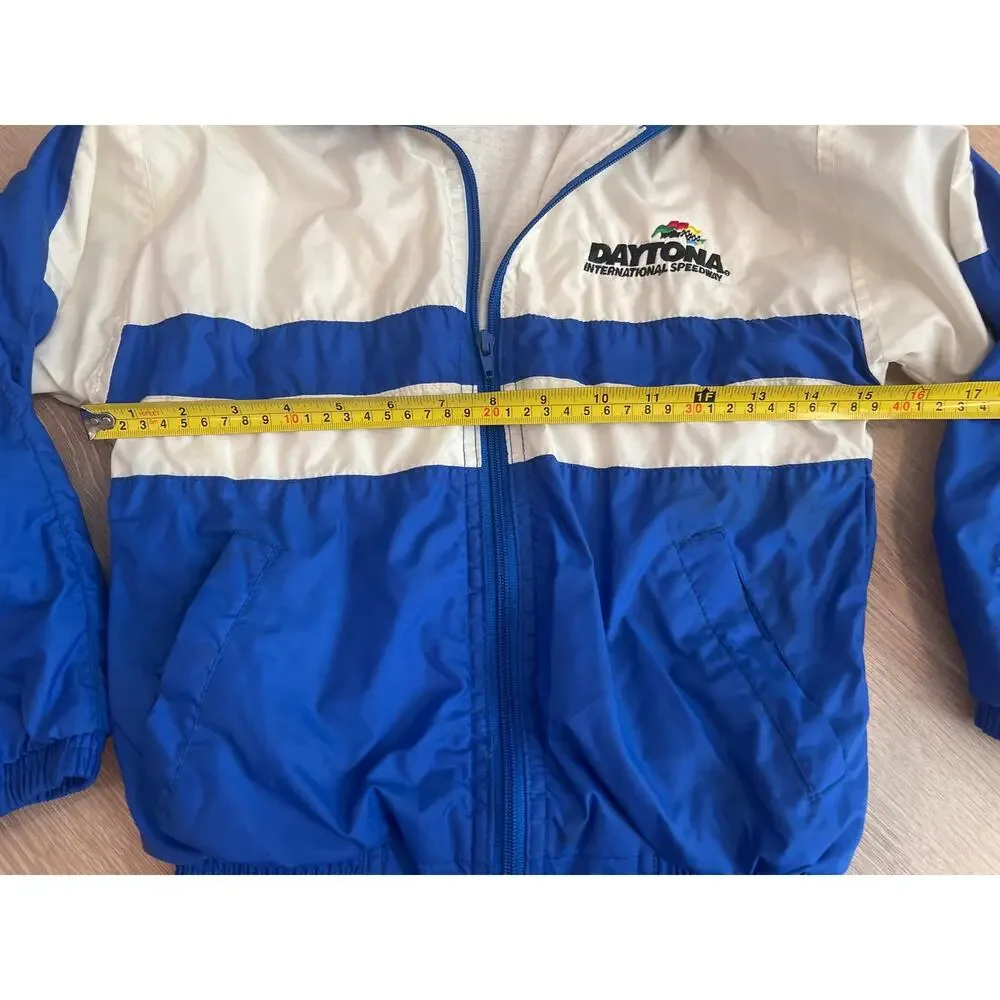 Vintage Hartwell Sports Blue Windbreaker Bomber Jacket Daytona Speedway Youth S