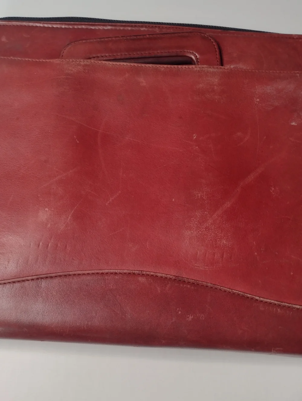 SCULLY 3-Ring Zip Red Distressed Leather Binder Planner Organizer Briefcase A12