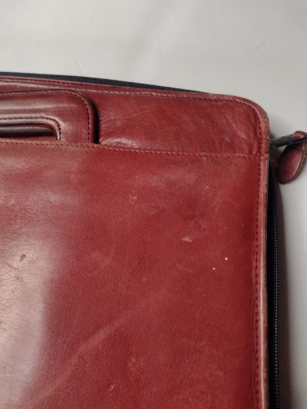 SCULLY 3-Ring Zip Red Distressed Leather Binder Planner Organizer Briefcase A12