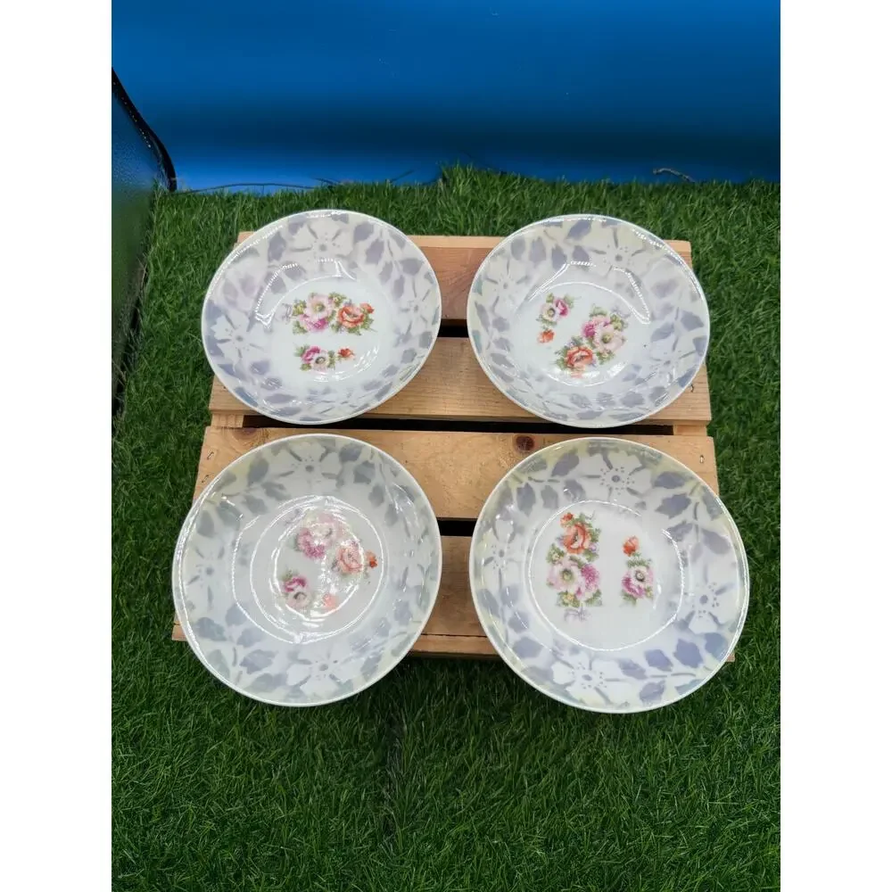 German Floral Small Bowls Set of 4-5.5” Diameter Decorative Porcelain