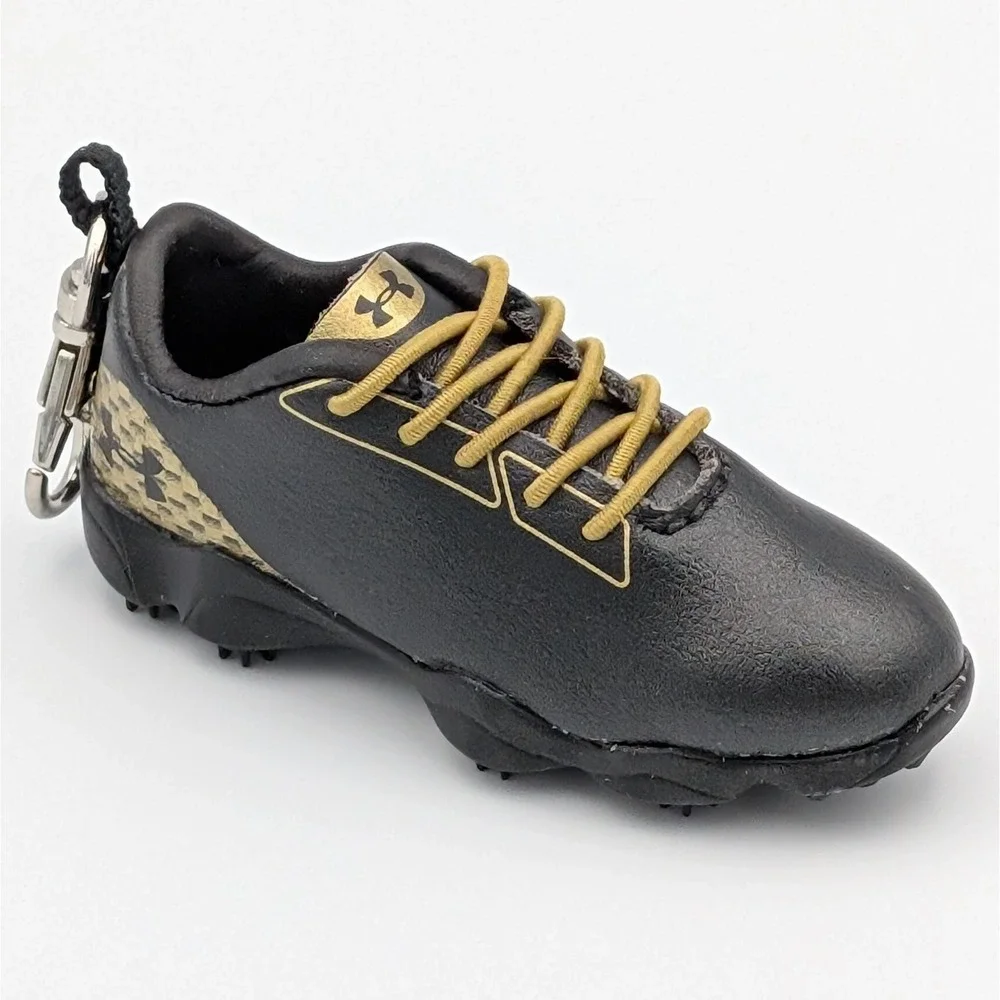Under Armour Cleat Keychain Black Gold Miniature Shoe Bag Charm Sports Accessory