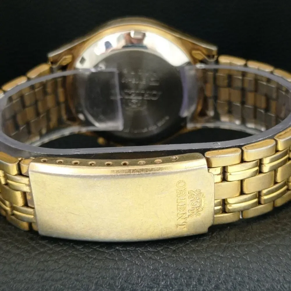 Vintage 1972 Orient Automatic Mens Gold Watch W/daydate & Black accents