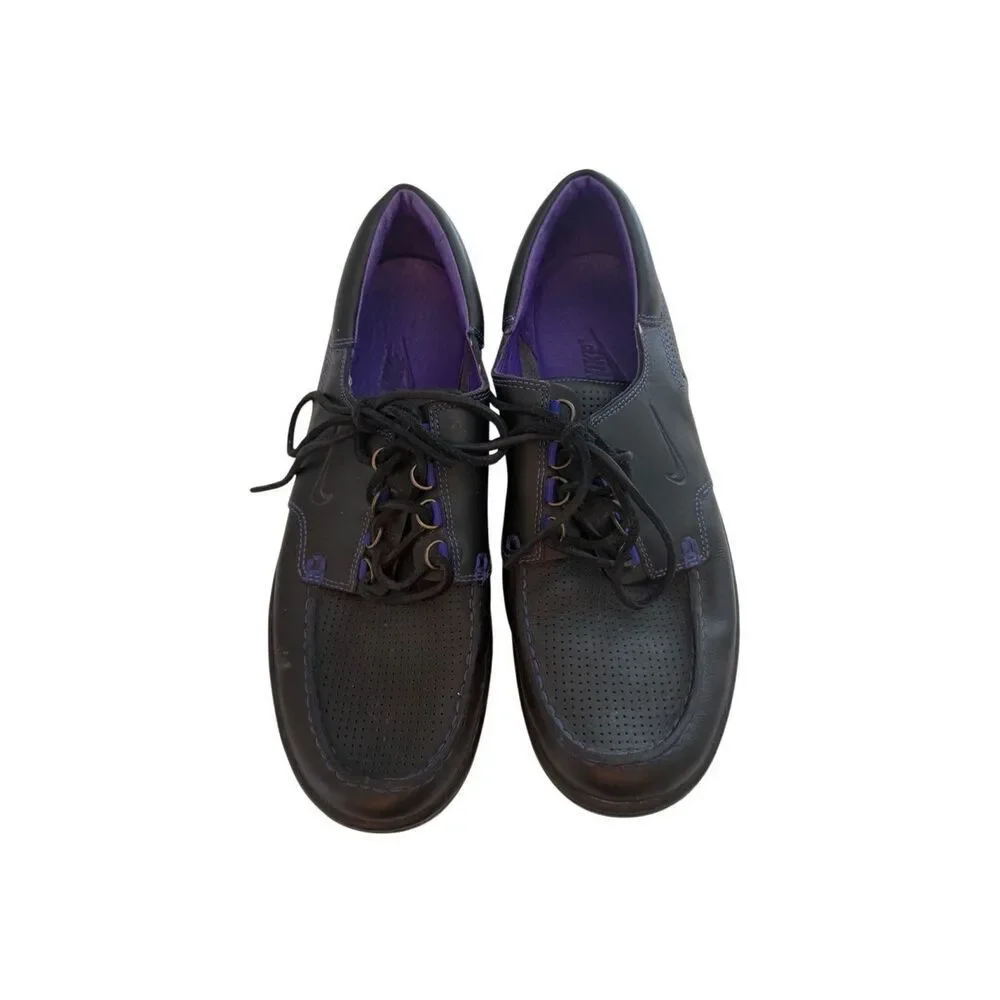 Nike Mens Black Purple Mad Jibe Leather Lace Up Perforated Boat Shoes Size 11