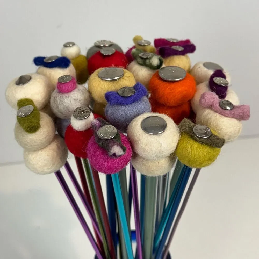 Handmade Felted Flower Bouquet 21 Stems Multicolor 14”