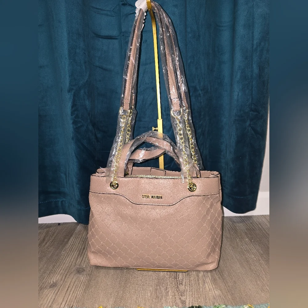 Steve Madden‎ Bliza Tan Quilted Women's Purse Multi Handles Strap Options