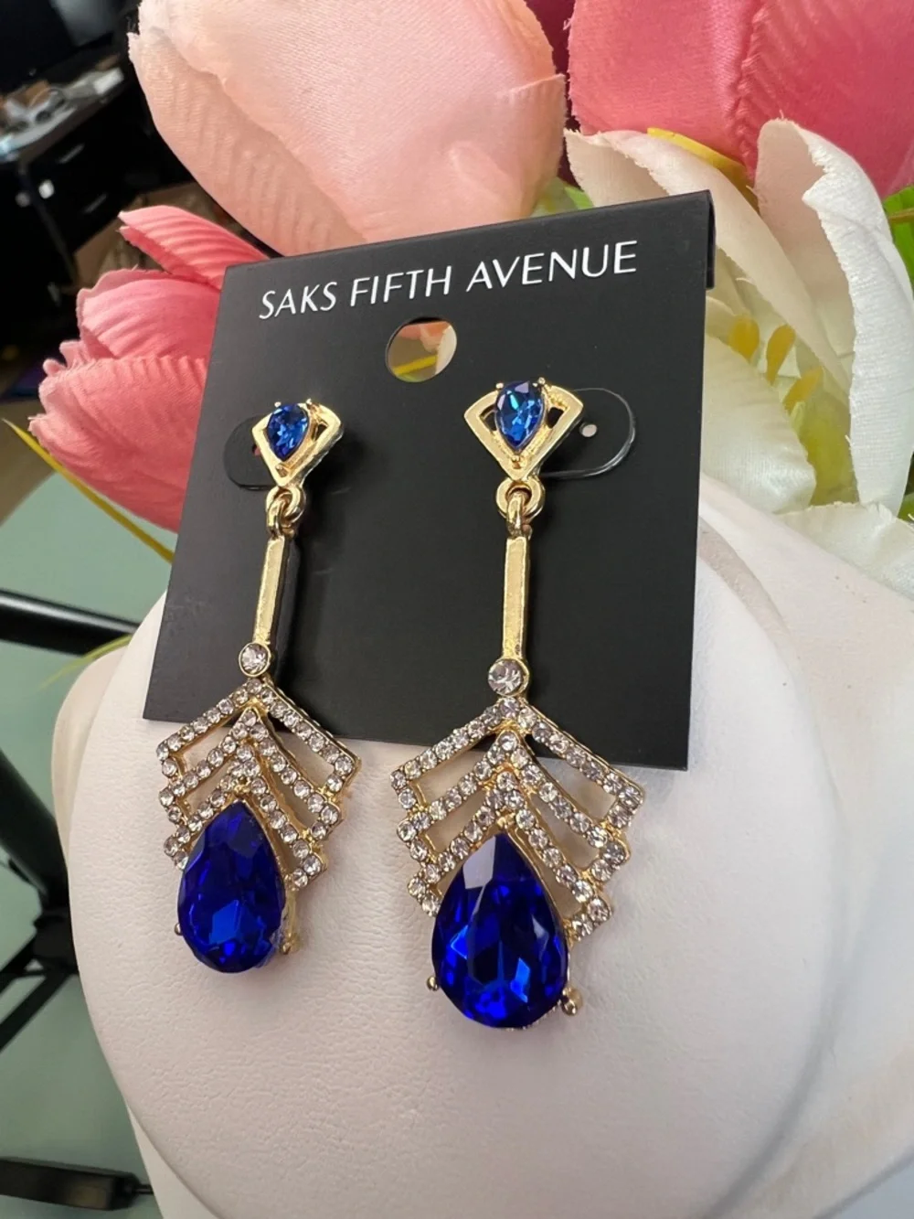 Saks Fifth Avenue Blue Teardrop Dangling Earrings
