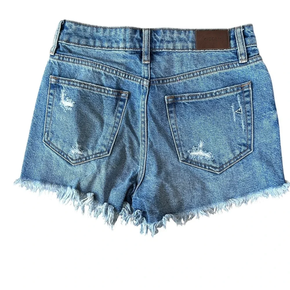 Hidden Cut Off Denim‎ Jean Shorts Womens XS Grunge Boho Western Beach Festival