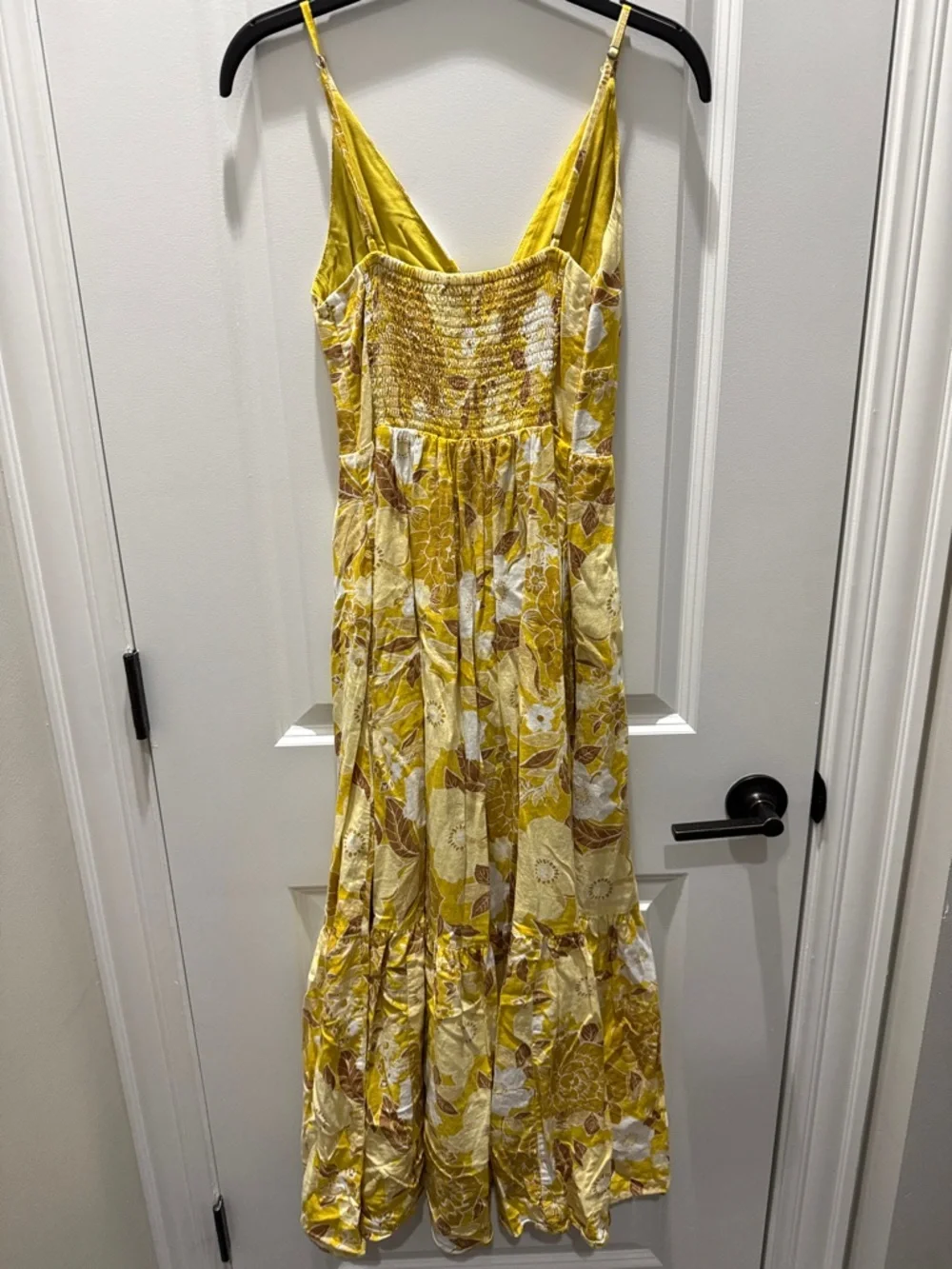 Abercrombie & Fitch Yellow Gold Floral Linen Maxi Dress