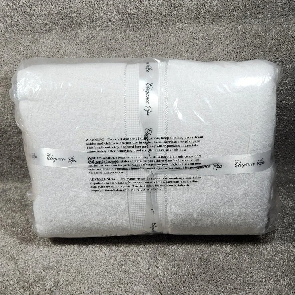 Elegance Spa 6 Pc Towel Set White 100% Cotton Soft Absorbent Bathroom
