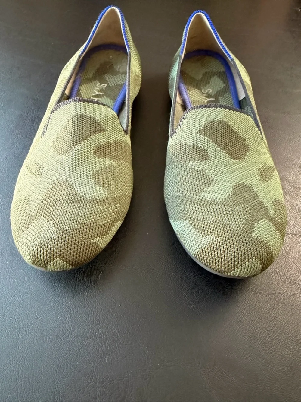 Rothy's loafer olive green Camouflage Slip-On Shoes flats knit washable Size 6.5