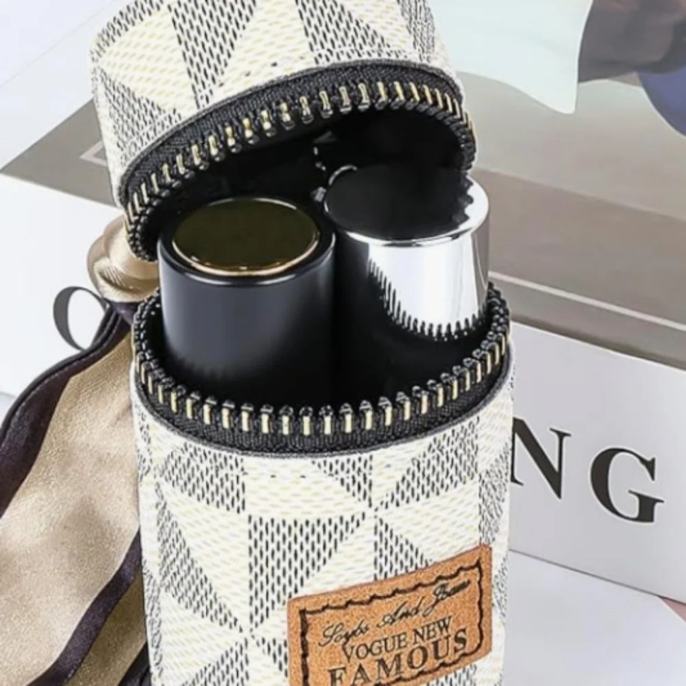 Checkered Travel Lipstick Case Keychain Charm Bag Accessory Clean Girl Essential