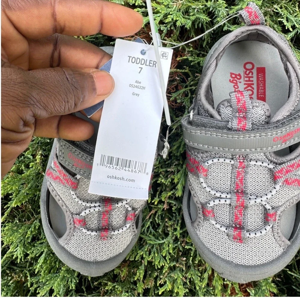 OshKosh B'Gosh Abe Play Sandals Toddler‎ Size 7 Grey Red