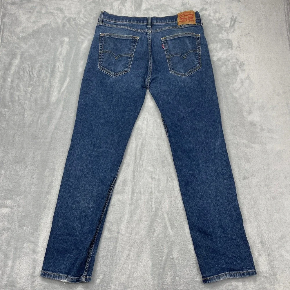 Levi's 514 Jeans Mens 36x32 Blue Denim Faded Double Stitch Slim Fit Straight Leg