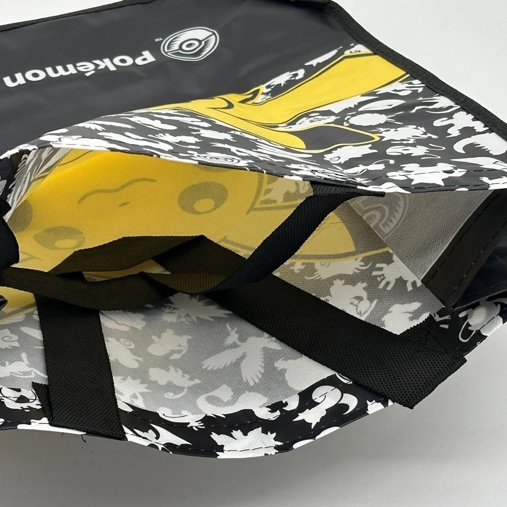 Pokemon Center Pikachu Reusable Tote Bag Black White Yellow Graphic Shopping Bag