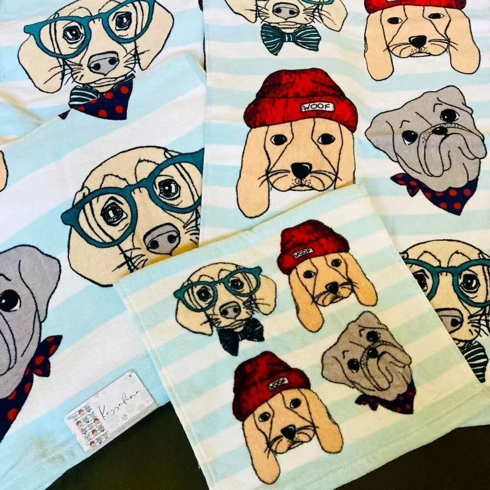 Preppy Dogs 4-pc Dog Print Bath Towels Set