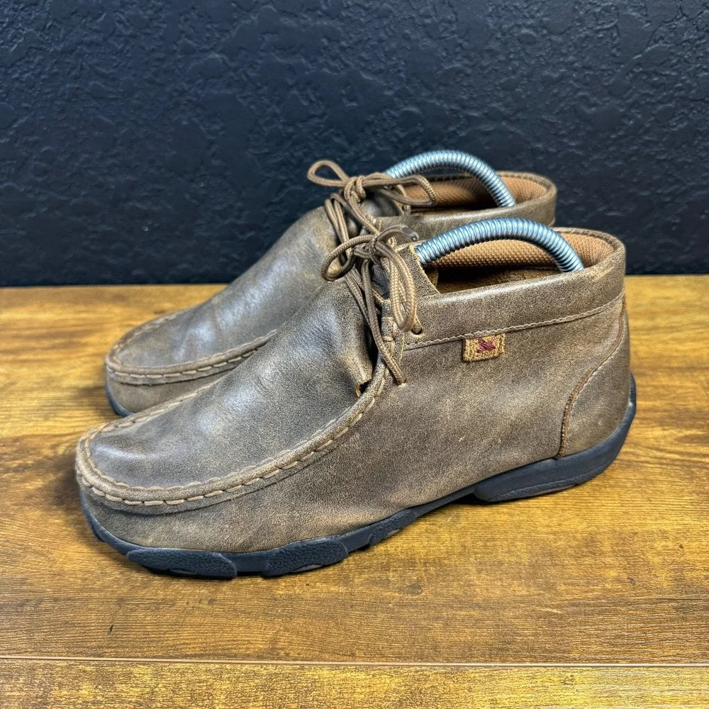 Twisted X Driving Moc YDM0001 Brown Leather Casual Shoes Youth 4M