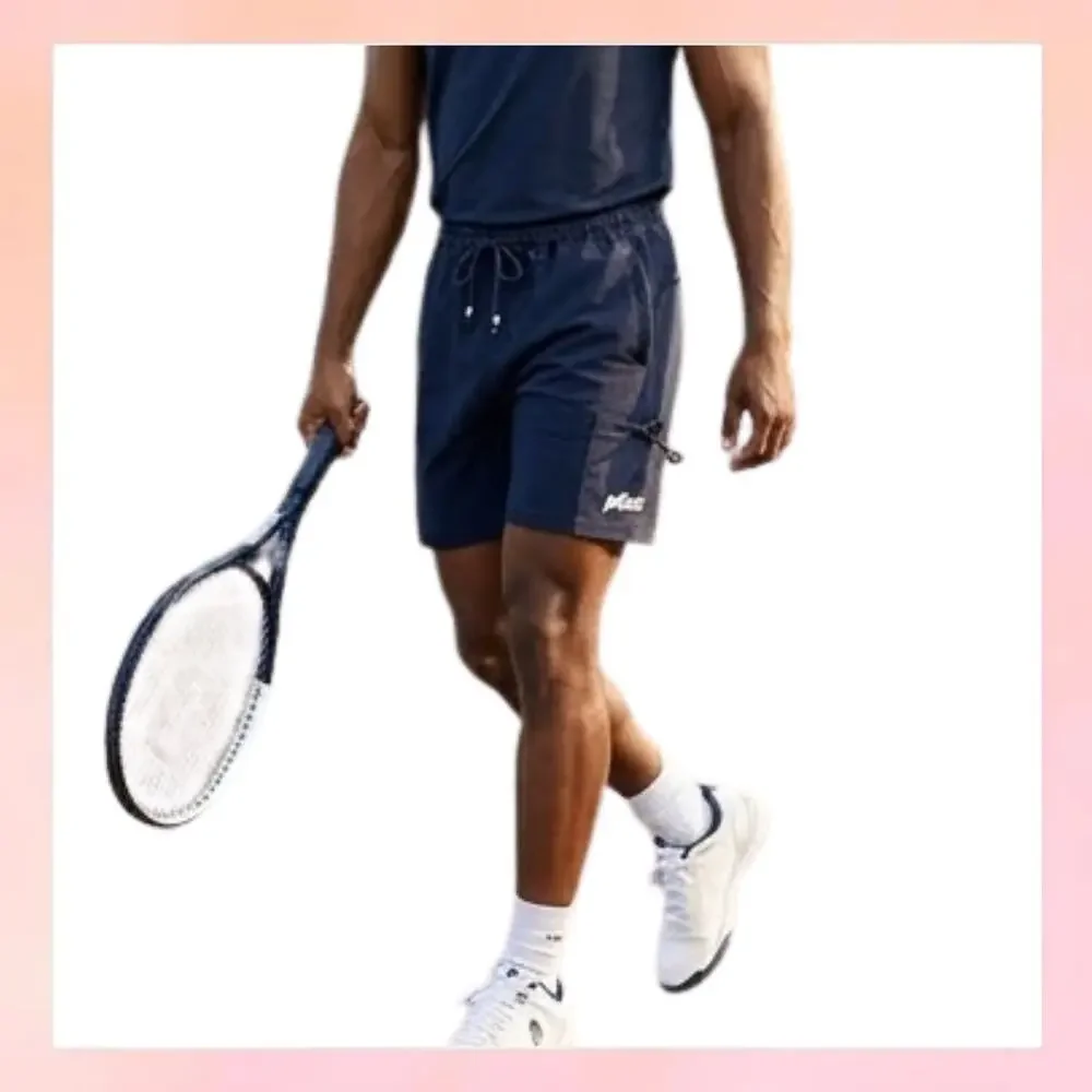 Prince Pickleball Men's Navy Blue Athletic Shorts Large Cargo Pocket Drawstring