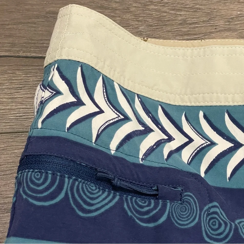 Patagonia Men Swim Trunks Stretch Wavefarer Board Shorts Tree Rings Blue Sz 40
