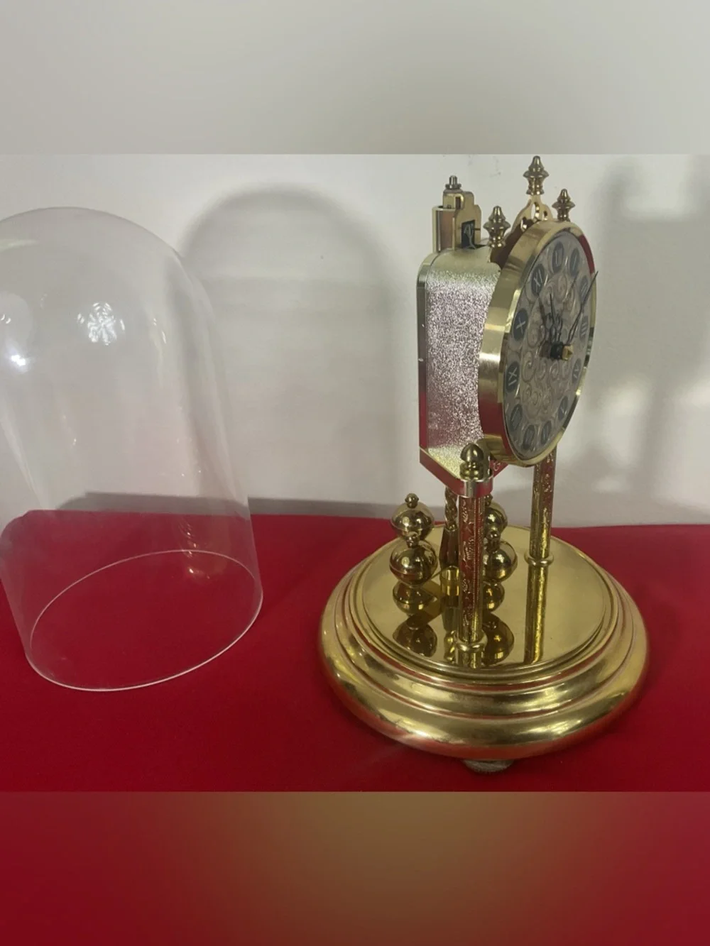 1976 Bulova Anniversary-Style Torsion Clock Plastic Dome – For Parts or Decor