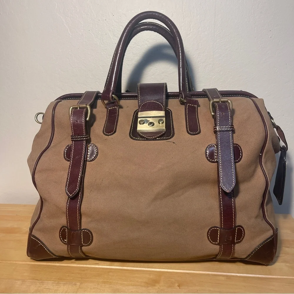 Mulholland Safari Bag, Canvas and leather trim
