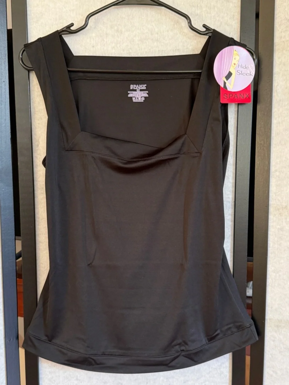 SPANX Hide & Sleek Square Neck Tank 1X Black Shaping Cami NWT
