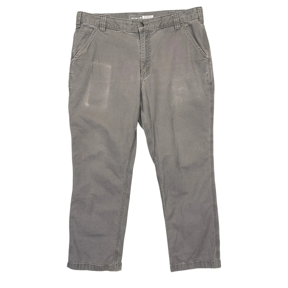 Carhartt Carpenter Pants Mens 36x30 Gray Cotton Canvas Relaxed Fit Workwear Y2K