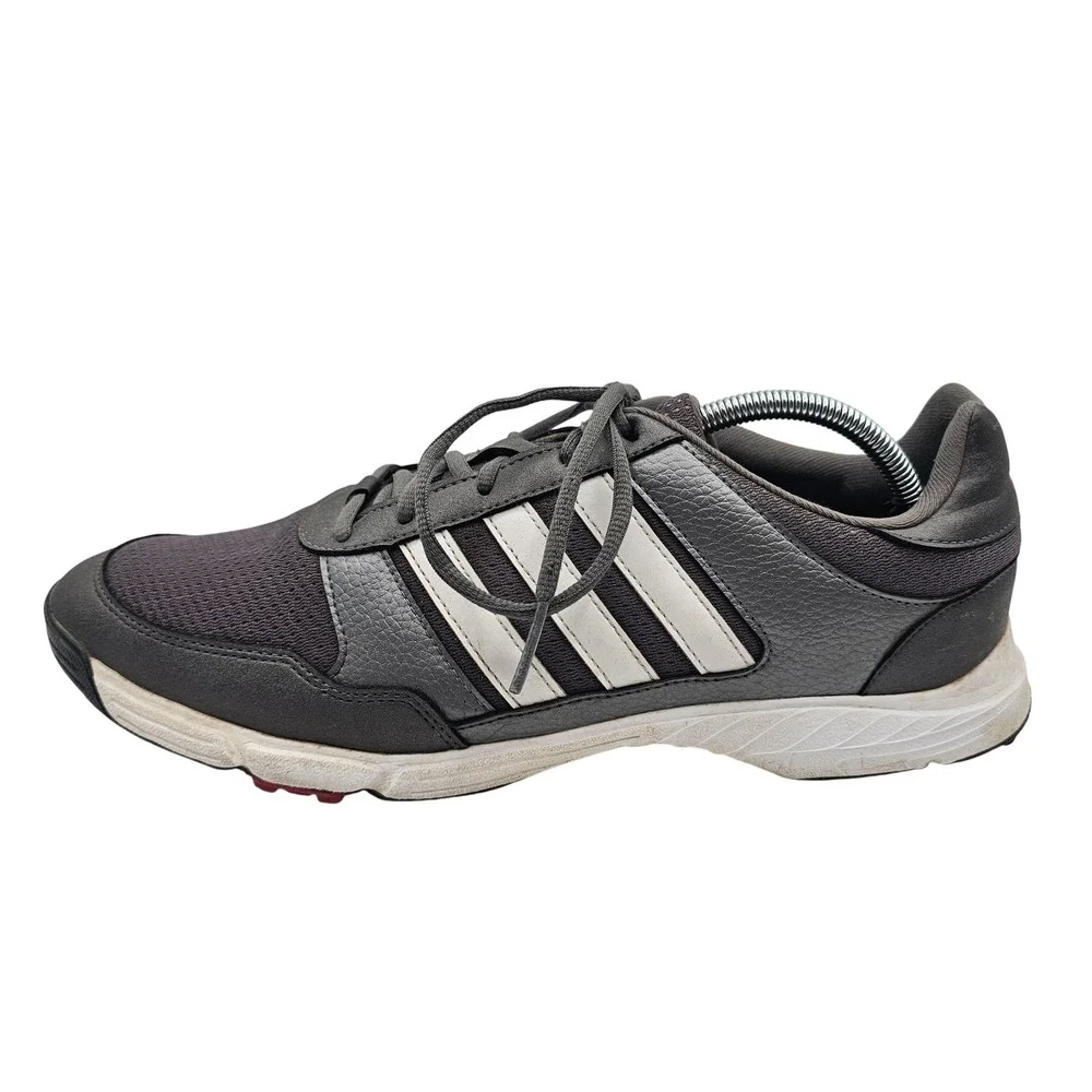 Adidas Golf Shoes Mens 12 Gray Black Synthetic Mesh Spiked Cleats Art F33551