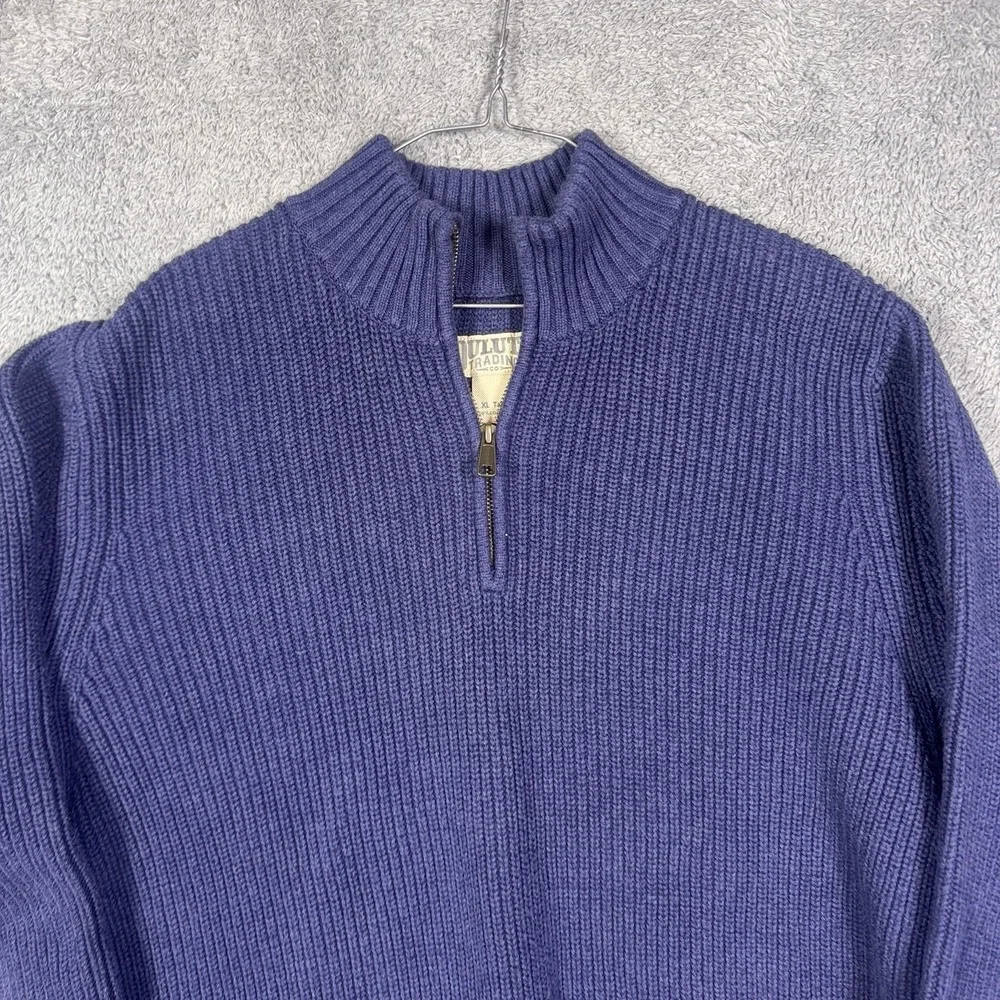 Duluth Trading Burly Retirement Sweater Men XLT Waffle Knit 1/4 Zip Ribbed 71318