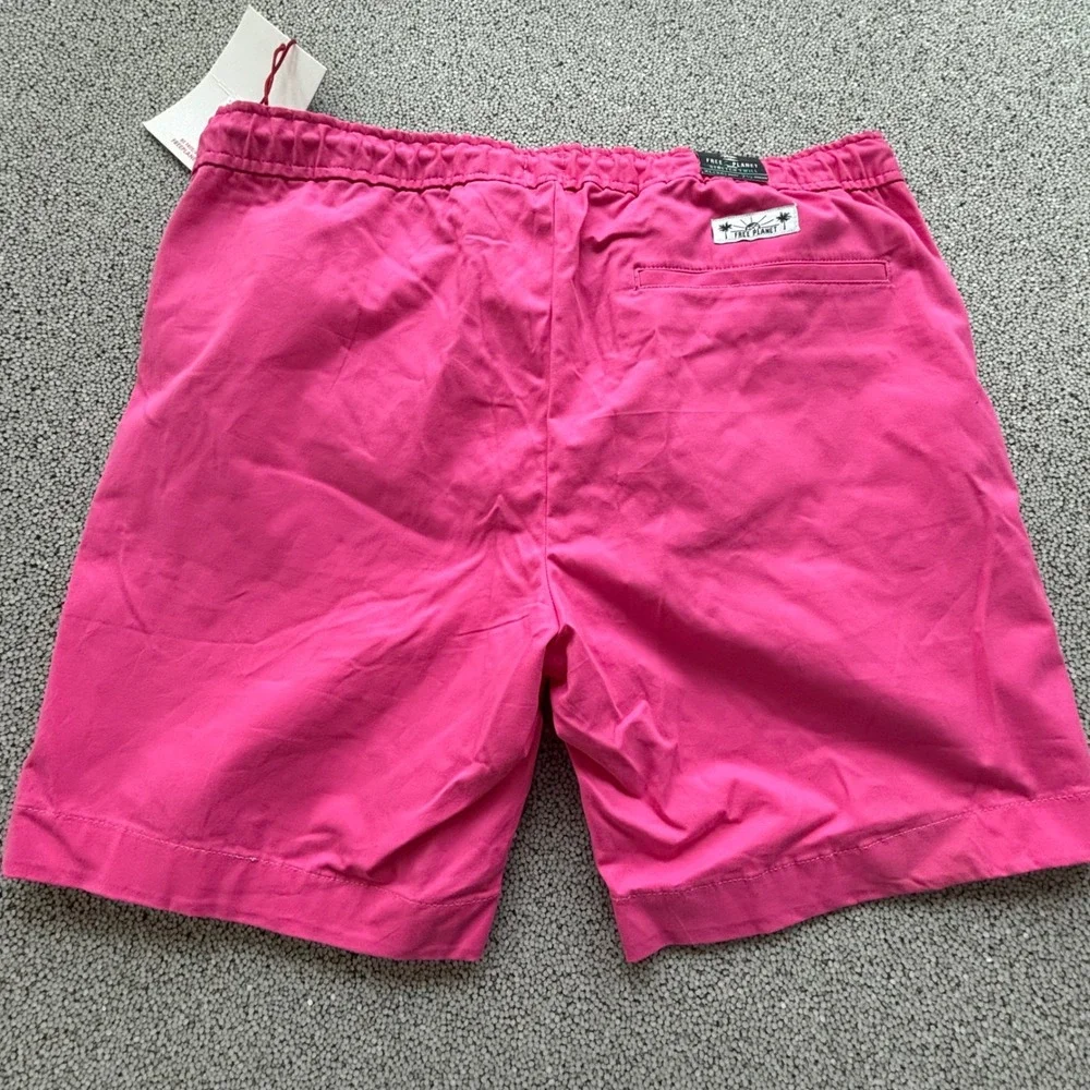 Free Planet Stretch Twill Shorts Mens 36 W 7.5 XL Pink NWT Drawstring Coastal