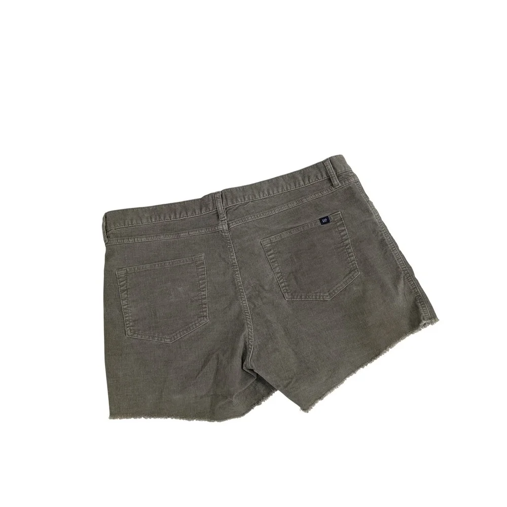 Gap Womens Olive Green Corduroy Cut Off Shorts Size 16 Raw Hem Mid Rise Stretch