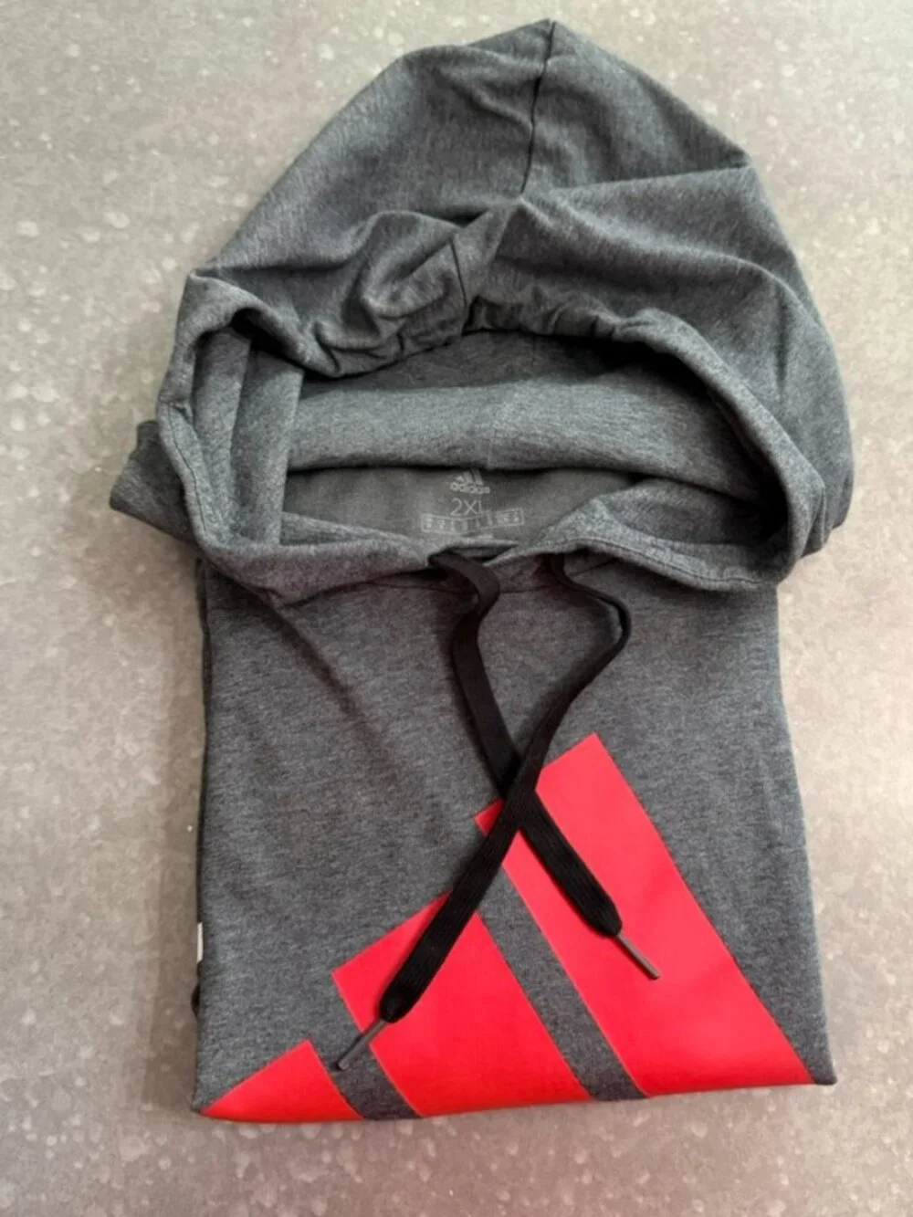 Adidas Gray Hoodie with Red Logo – Size 2XL