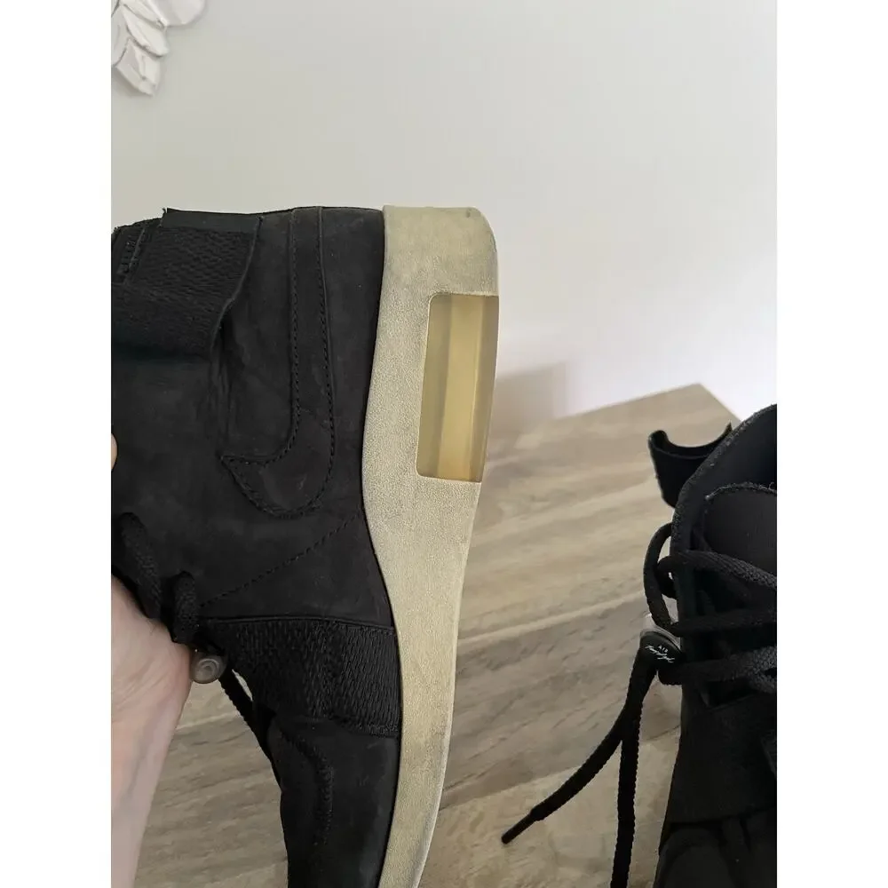 Size 10 - Nike Air Fear Of God Raid Black Mens Suede High top mid rise sneakers