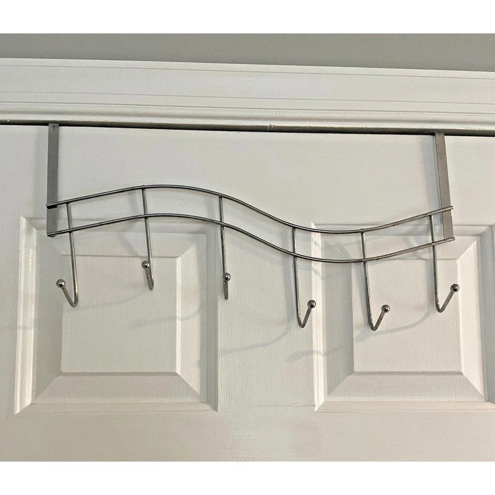 Over The Door 6-Hook Metal Towel and Coat Hanger, Set of 4, 18