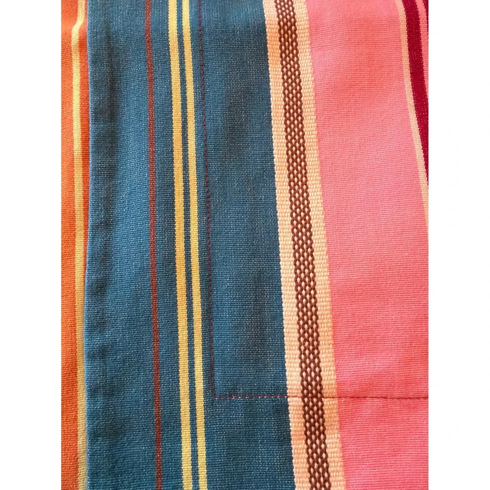 PB‎ Teen Striped Sham Covers Pillow Orange Blue Pink Cotton Set of 2