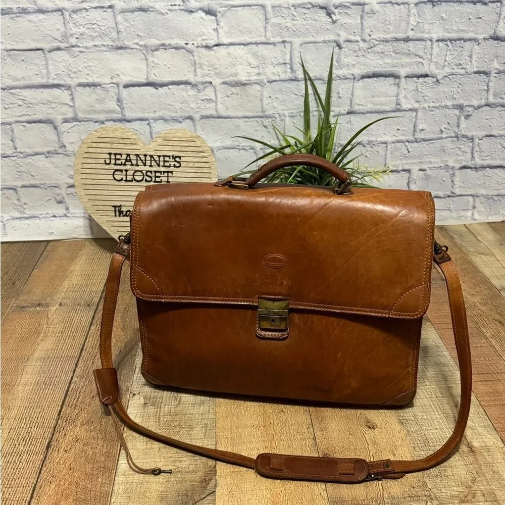Vintage VALENTINO Leather Briefcase Document Bag With Working Key COA