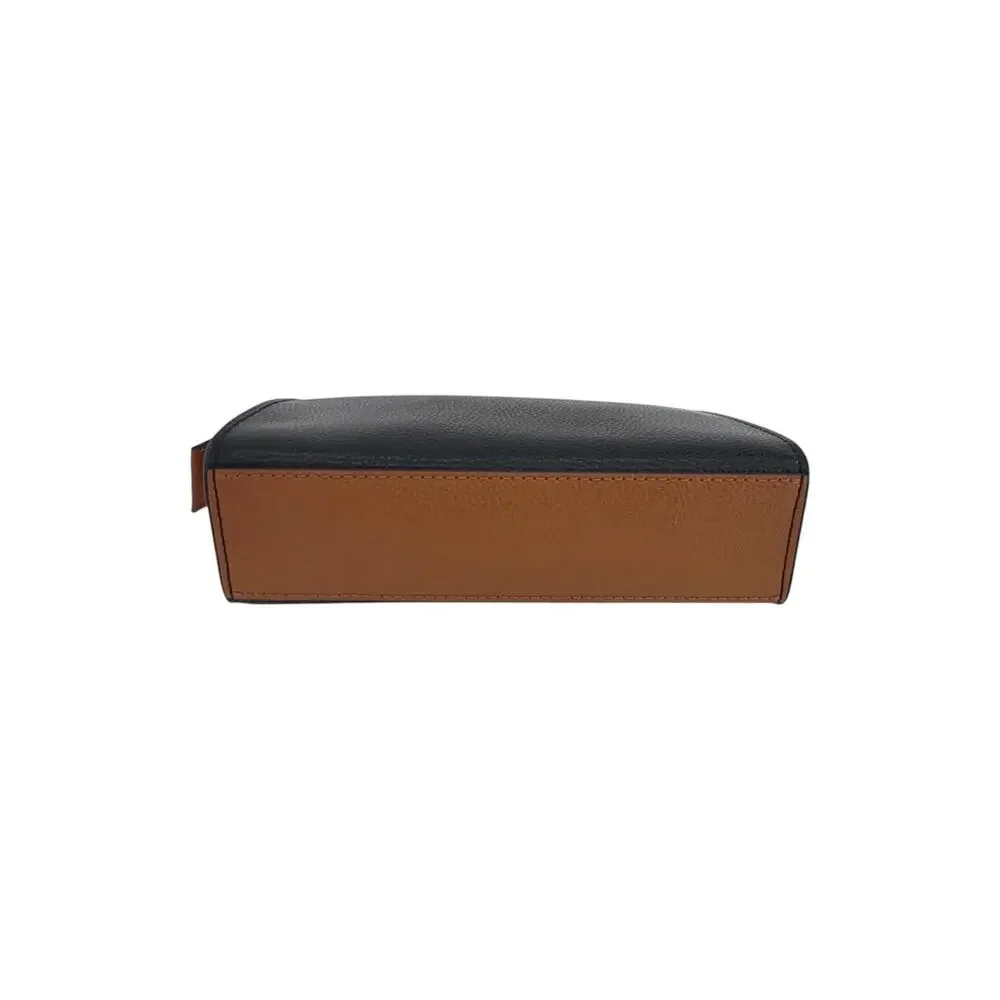 MARC JACOBS The Grind Leather Cosmetic Pouch in Smoked Almond Multi