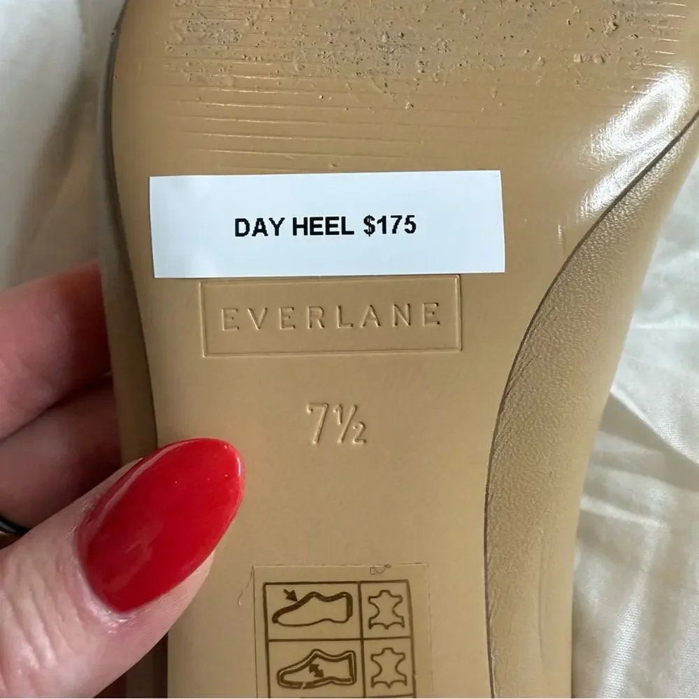 Everlane The Day Heel Light Taupe Sz 7.5 Block Heel Ballet Inspired NEW w/o Box